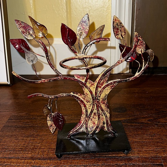 Other - Vintage Rare Tree Sculpture Translucent Leaves Candle Holder Made In India